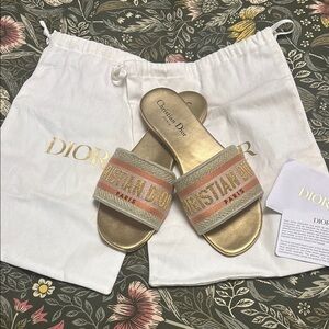 Dior Gold and Pink Women's Sandals
